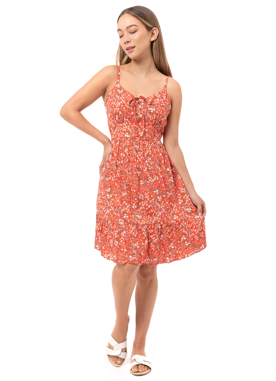 Vestido Chalis Print Nami True Red Squeeze