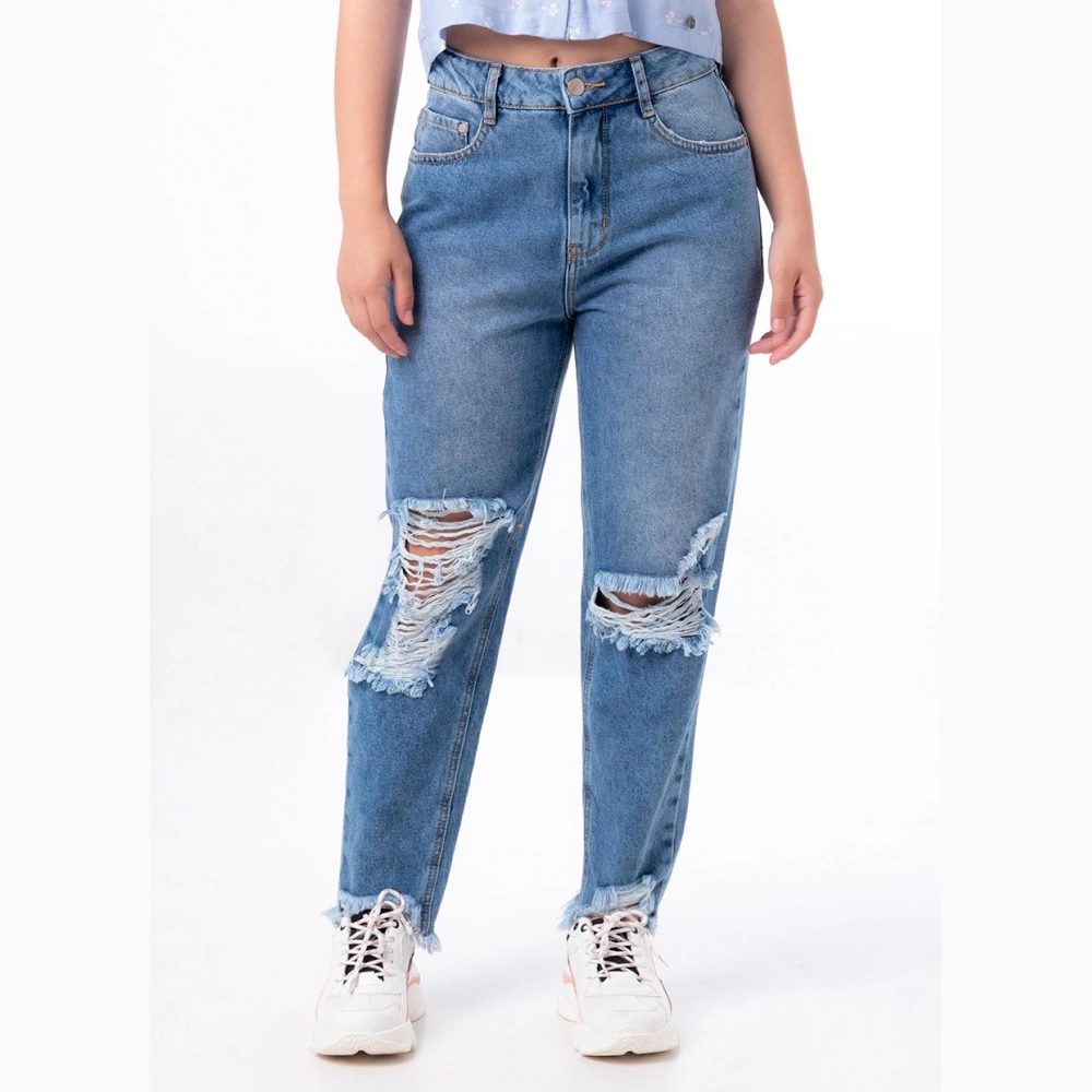 Pantalon Momfit Denim Ring T.Alt Noriega 6 T. Cristal Full